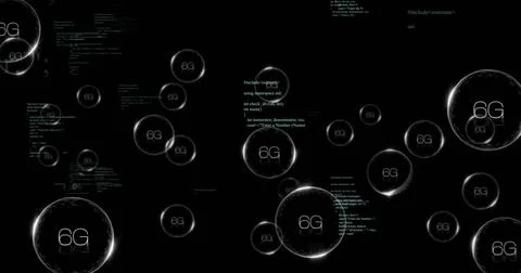 Image of 6g texts over data processing 스톡 사진