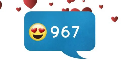 Image of 967 notifications with emoticons on white background Stock Illustration