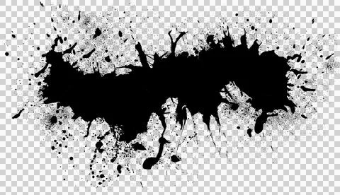 Image of abstract, accidental black ink or paint splat and drops Illustrazione stock