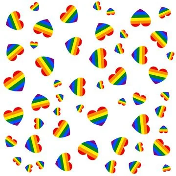 Image abstract doodles seamless pattern. Hearts with rainbow. Gay parade, LGBT Stock Illustration