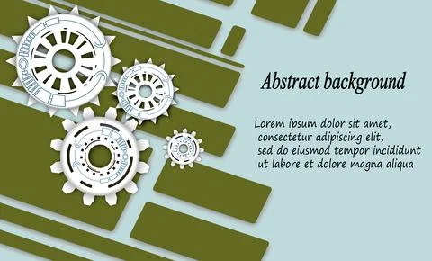 Image abstract futuristic, three-dimensional white sheet of gear Stock Illustration