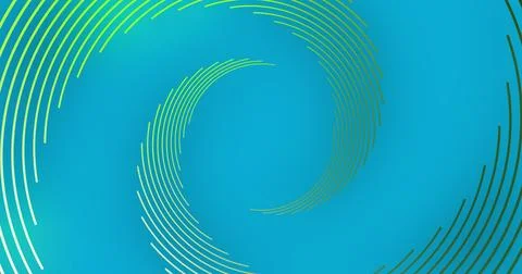 Image of abstract green circles pattern moving on blue background Foto stock