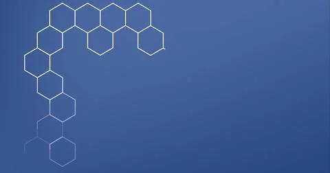 Image of abstract hexagonal pattern forming modern geometric design on blue Stock Photos