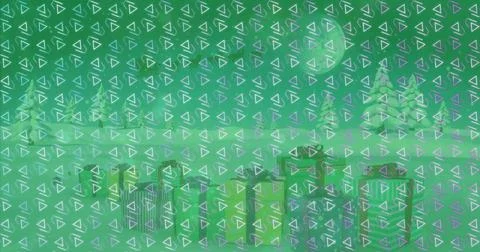 Image of abstract pattern design over christmas gifts on winter landscape Stock Illustration