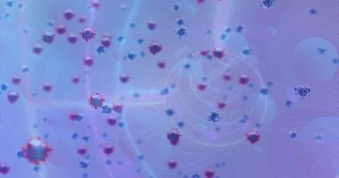 Image of abstract patterns zooming with coronavirus moving on digital interface イラスト素材