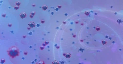 Image of abstract patterns zooming with coronavirus moving on digital interface イラスト素材