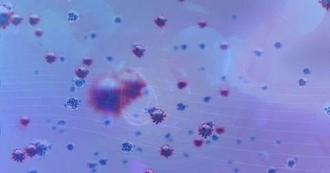 Image of abstract patterns zooming with coronavirus moving on digital interface イラスト素材