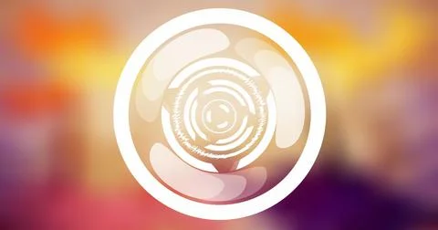 Image of abstract round scanner spinning against colorful gradient background Foto stock