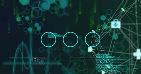 Image of abstract spring shape and binary coding against medical data proce.. Stock Photos