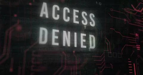 Image of access denied text over data processing on black background Stock Illustration