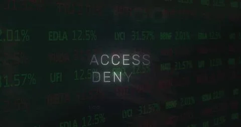 Image of access denied text, x symbol, binary codes, circuit board texture over Stock Illustration