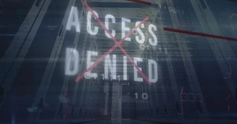 Image of access denied texts, binary codes and computer language, low angle view Stock Photos