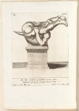 Image of an acrobat on a base. On a base is an image of a lying acrobat wi... Stock Photos