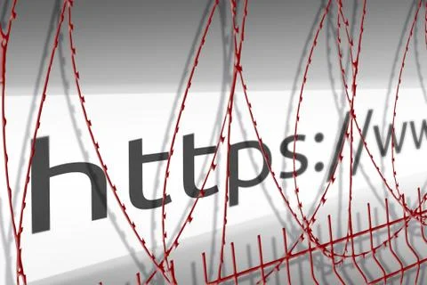 Image of the address bar of the website is blocking the fence with barbed wir Stock Illustration