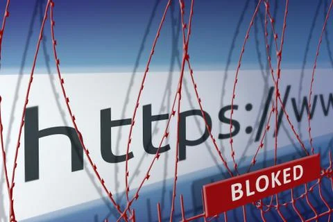 Image of the address bar of the website is blocking the fence with barbed wire - イラスト素材