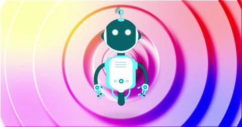 Image of ai chat bot over colourful circles background Stock Illustration