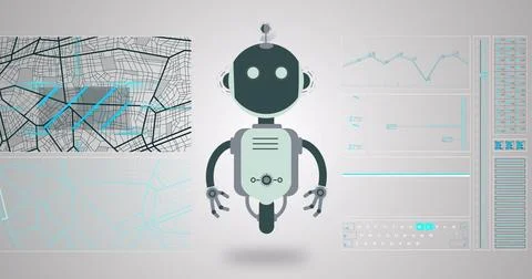 Image of ai chatbot icon, map and data processing Stock Illustration
