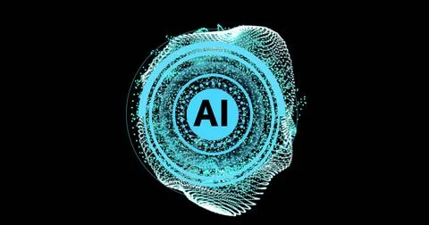 Image of ai circular scanner processing and moving network of connections on Foto stock