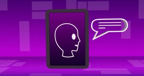 Image of ai data processing and icons over computer screen Stock Photos