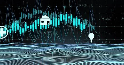 Image of ai data processing and mesh over black background 스톡 사진