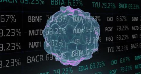 Image of ai data processing and globe over black background 写真素材