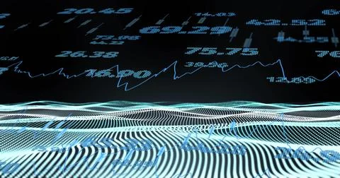Image of ai data processing and mesh over black background Stock Photos