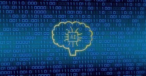 Image of ai data processing over binary coding Stock Photos