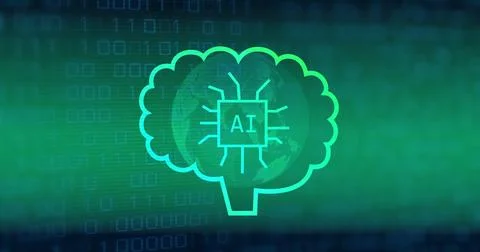 Image of ai data processing over globe with ai icons Stock Photos