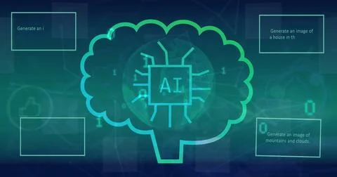 Image of ai data processing over globe with ai icons Stock Photos