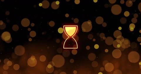 Image of ai data processing over hour glass icon background 스톡 사진