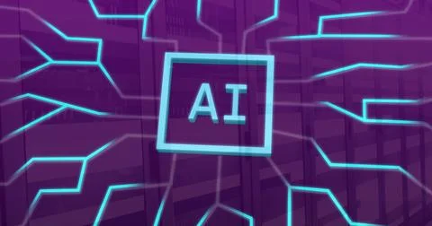 Image of ai data processing over computer circuit board Stock Photos