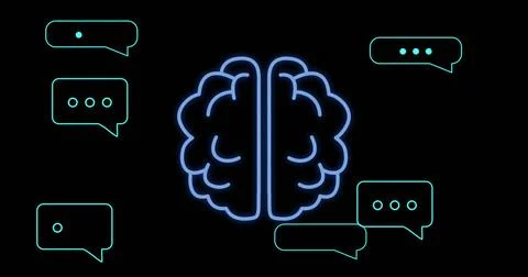 Image of ai data processing over black background Foto stock