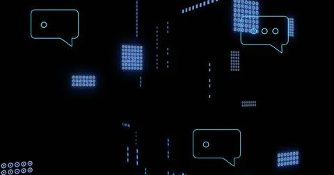 Image of ai data processing over black background Foto stock