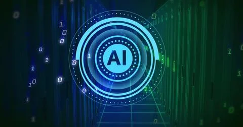 Image of ai data processing over computer server 스톡 사진