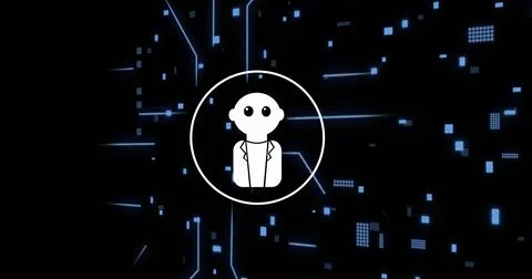 Image of ai data processing over chat bot and computer circuit board 스톡 사진