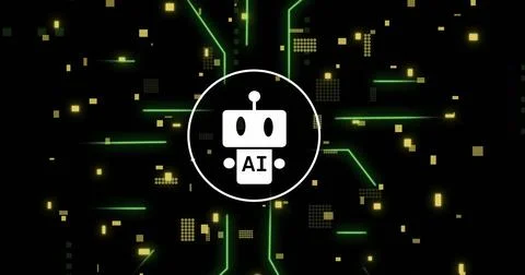 Image of ai data processing over chat bot and computer circuit board Stock Photos