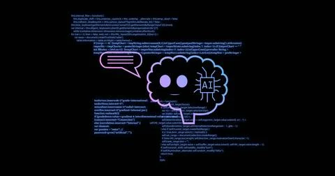 Image of ai data processing over chat bot and computer circuit board 스톡 사진