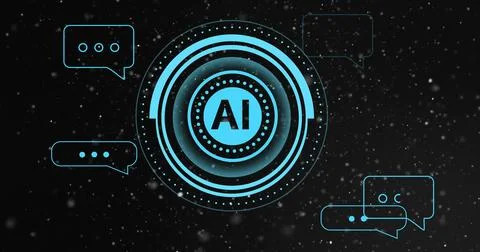 Image of ai digital data processing over scope on black background Stock Photos