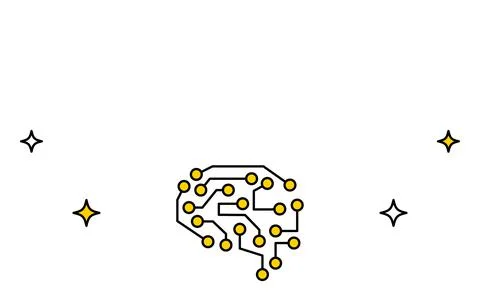 Image of AI, electronic circuits and copy space in the form of a brain Illustrazione stock