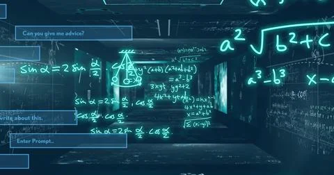 Image of ai text and mathematical data processing Stock Illustration