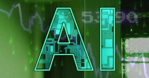 Image of ai text, binary coding and data processing over computer servers Stock Illustration