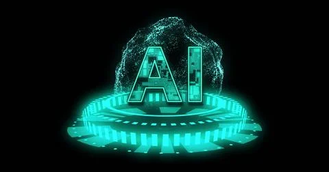 Image of ai text, binary coding data processing over globe 스톡 사진