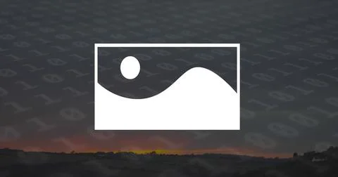 Image of ai text, data processing and binary coding over landscape Stock Photos