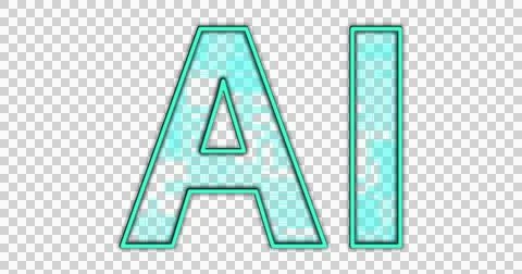 Image of ai text with moving shapes over transparent background Ilustração Stock