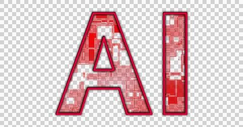 Image of ai text with moving shapes over transparent background Ilustração Stock