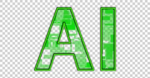 Image of ai text with moving shapes over transparent background Stock-Illustration