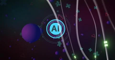 Image of ai text over connections Stock Illustration