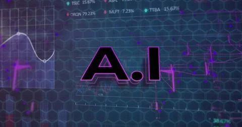 Image of ai text over data processing and connections 스톡 일러스트