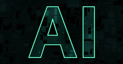 Image of ai text over green shapes moving Illustrazione stock