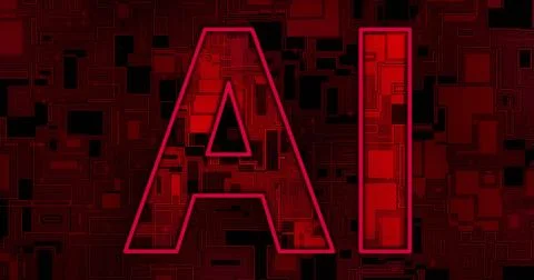 Image of ai text over red shapes moving 스톡 일러스트